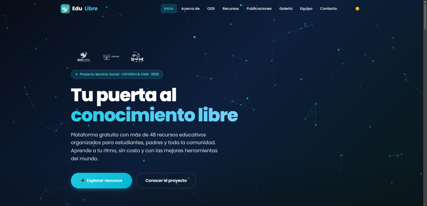 Captura: Página de inicio — EduLibre